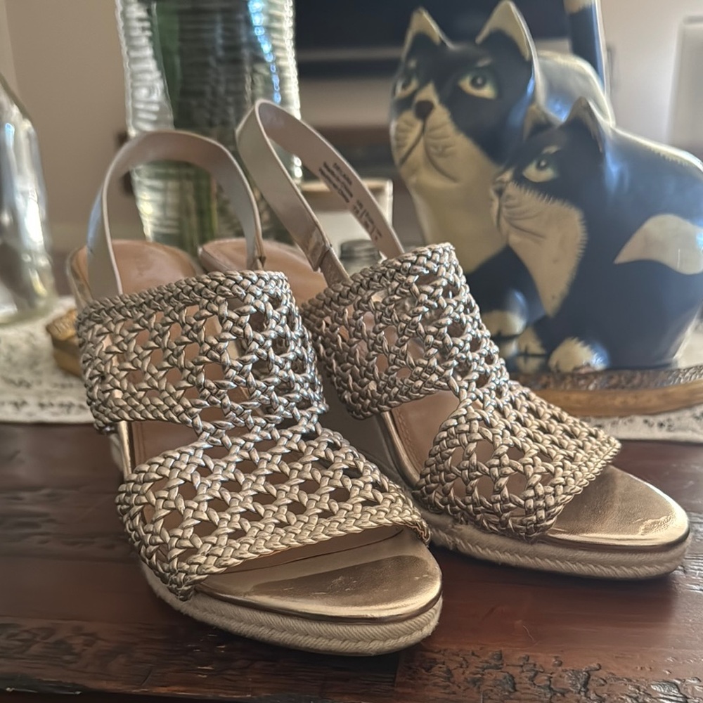Kelly & Katie Metallic Woven Espadrille Sandals